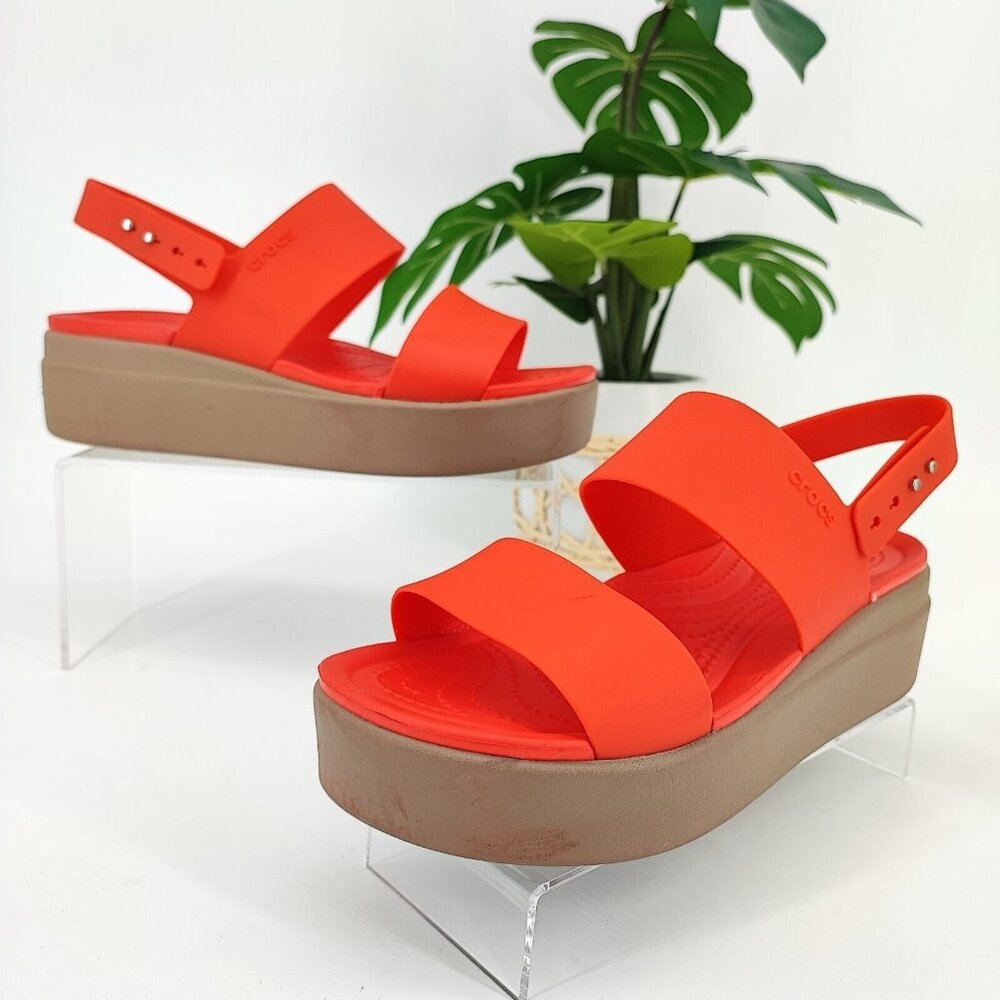 CROCS Women's Sandals - Red and Tan